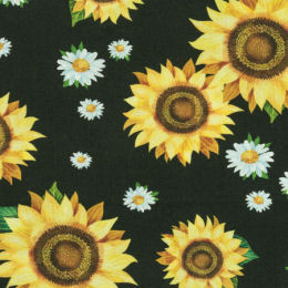 DC10167-B Sunflower & Daisy. black