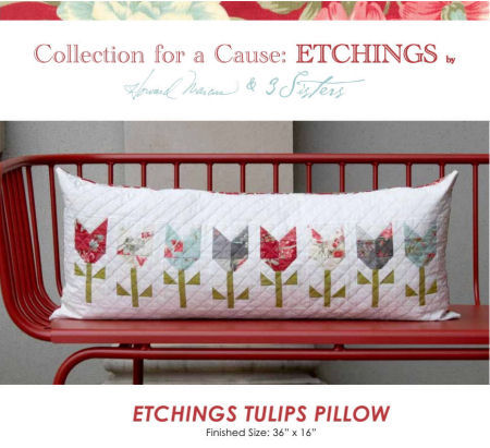 Tulip pillow from Moda Etchings (Collection for a cause)